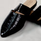 Black mule - Elegant gleam ribbon touch
