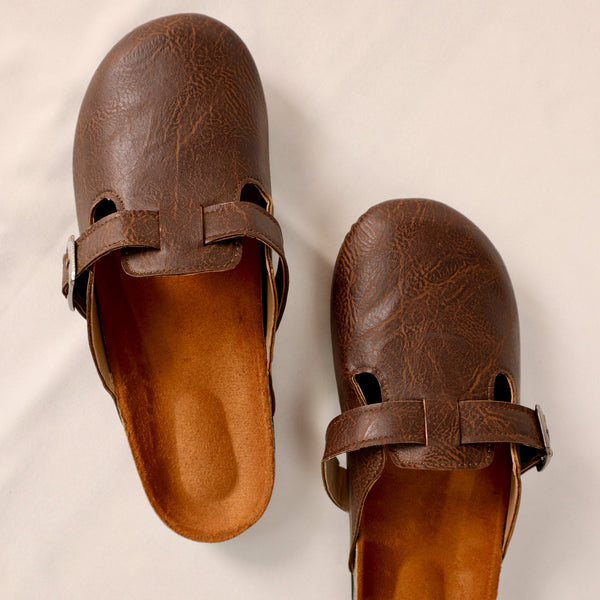 Brown Vein - Leather clog