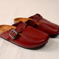 Burgundy - Leather clog