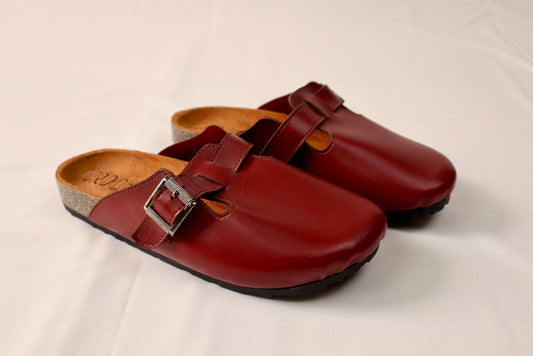 Burgundy - Leather clog