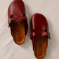 Burgundy - Leather clog