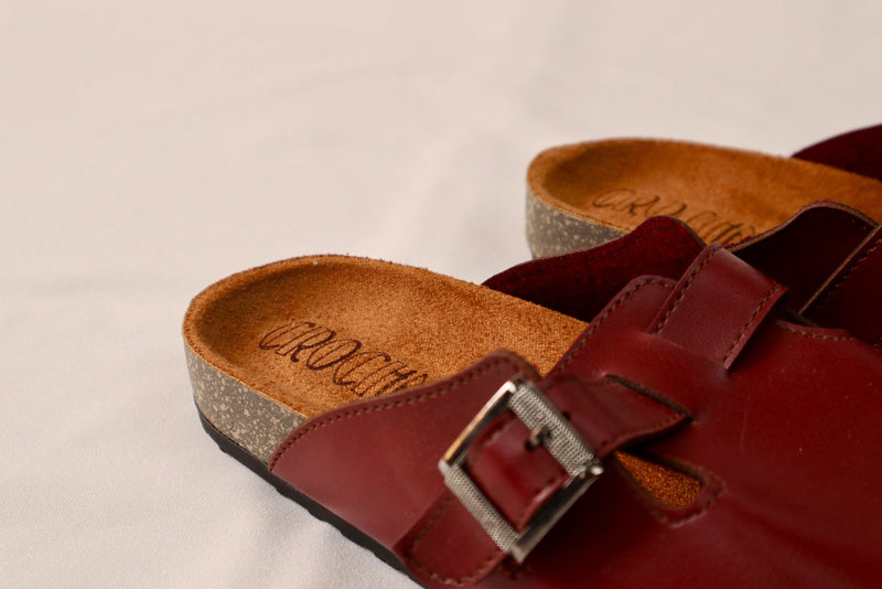 Burgundy - Leather clog
