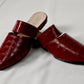 Burgundy mule - Elegant gleam ribbon touch
