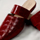 Burgundy mule - Elegant gleam ribbon touch
