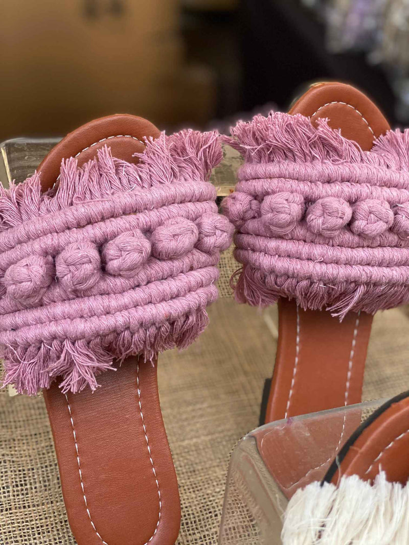 Chashmere super berry - Flat Macrame Slippers