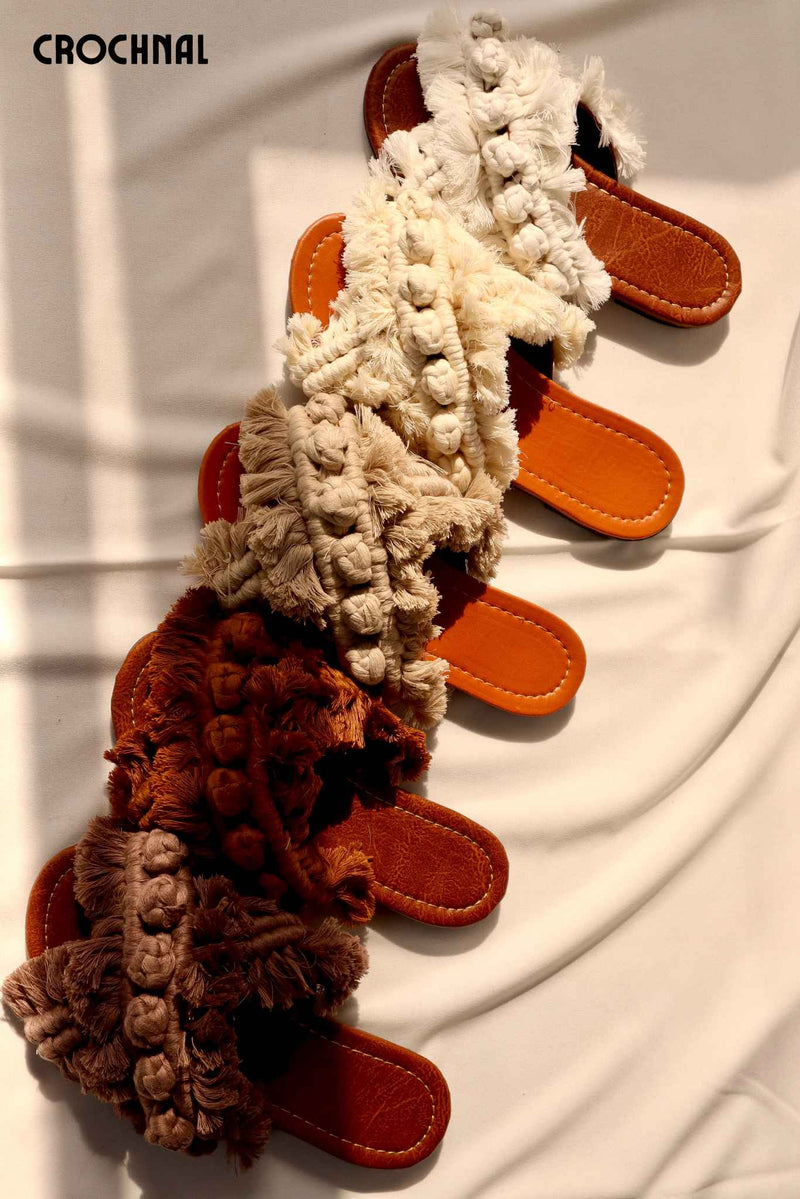 Cross Berry Sprinkle - Flat Macrame Slippers