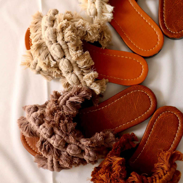 Cross Berry Sprinkle - Flat Macrame Slippers