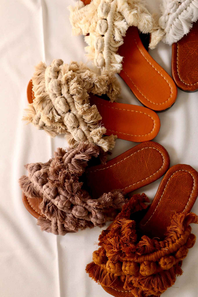 Cross Berry Sprinkle - Flat Macrame Slippers