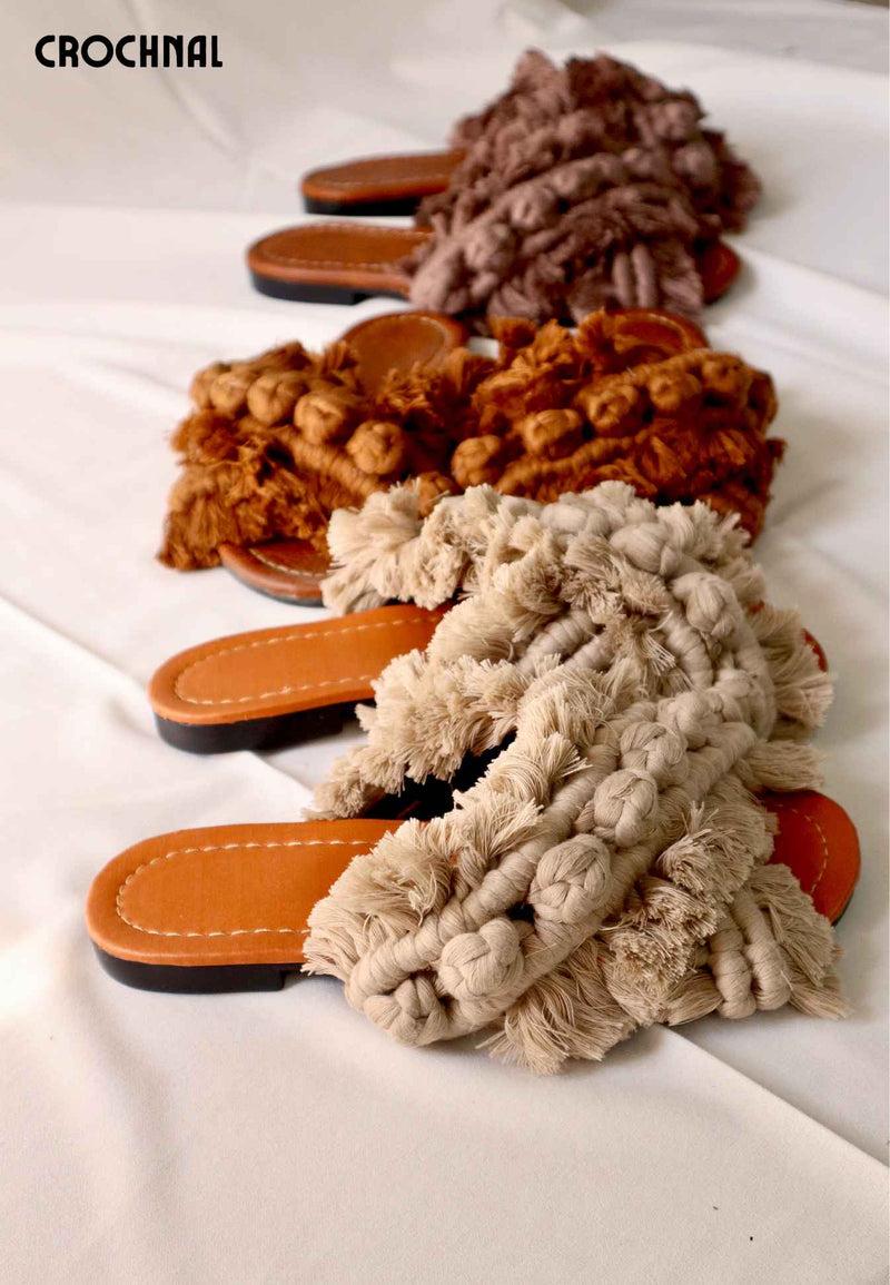 Cross Berry Sprinkle - Flat Macrame Slippers