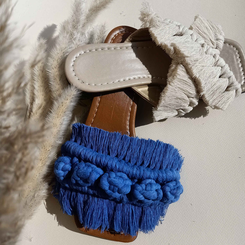 Fluffy Cross Angel - Flat Macrame Slippers