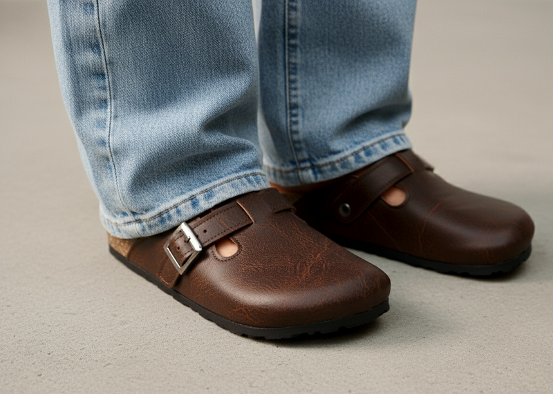 Brown Vein - Leather clog