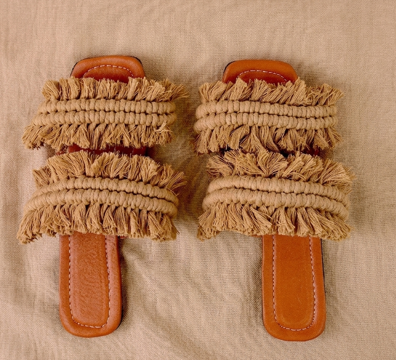 Twin Wings - Flat Macrame Slippers