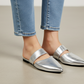 Silver mule - Elegant gleam ribbon touch