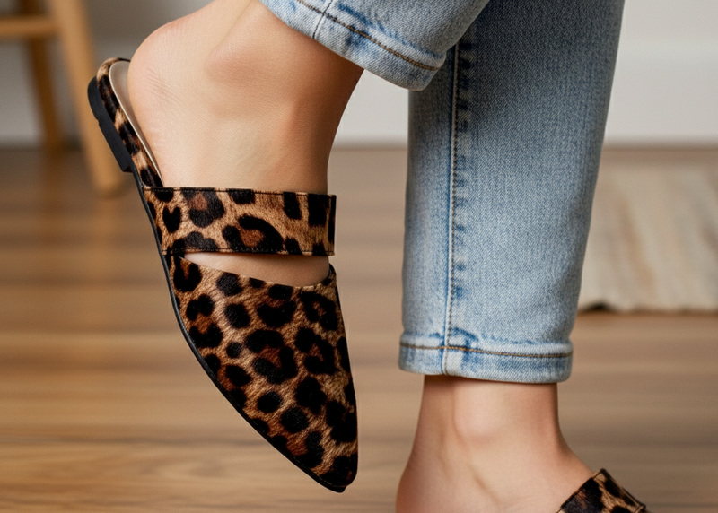 Tiger mule - Elegant gleam ribbon touch