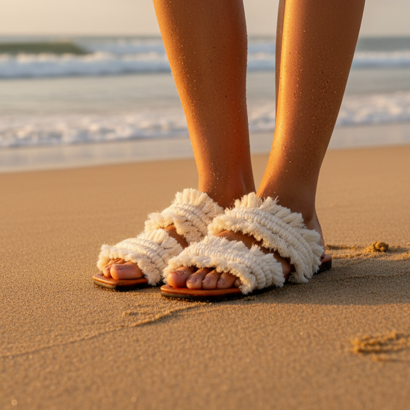 Twin Wings - Flat Macrame Slippers
