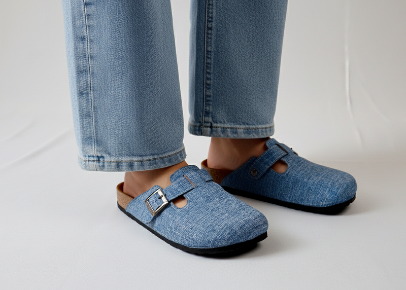 Medium Blue Jeans - Woven Clogs