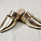 Gold mule - Elegant gleam ribbon touch