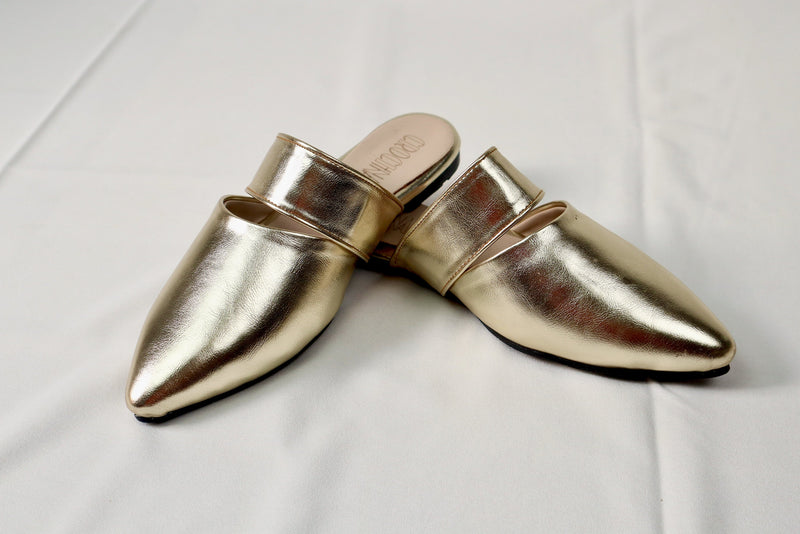 Gold mule - Elegant gleam ribbon touch