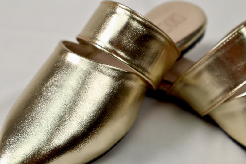 Gold mule - Elegant gleam ribbon touch