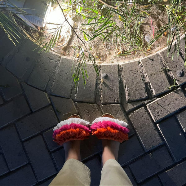 Super Fluffy  - Flat Macrame Slippers
