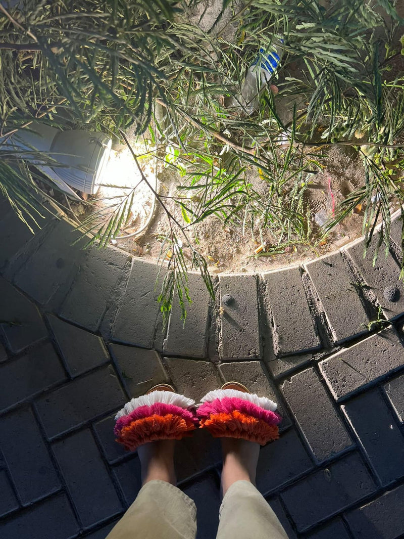 Super Fluffy  - Flat Macrame Slippers
