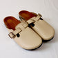 Beige - Leather clog