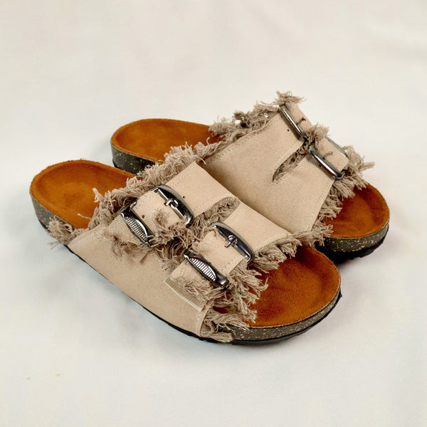Nola Denim Sandal - Beige