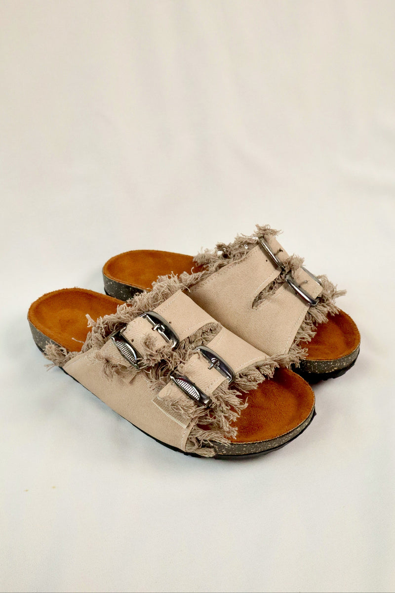 Nola Denim Sandal - Beige