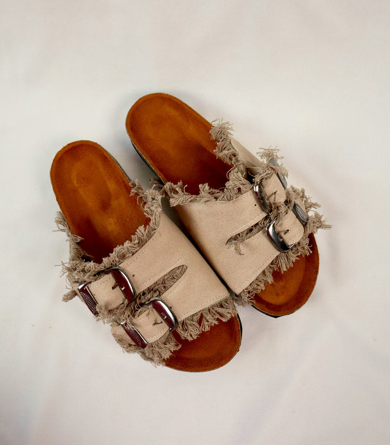 Nola Denim Sandal - Beige