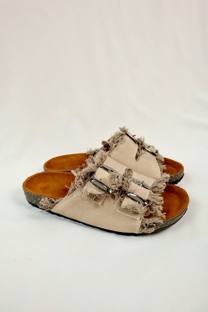 Nola Denim Sandal - Beige