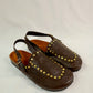 Solène Strap Clog – Brown Leather