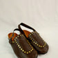 Solène Strap Clog – Brown Leather