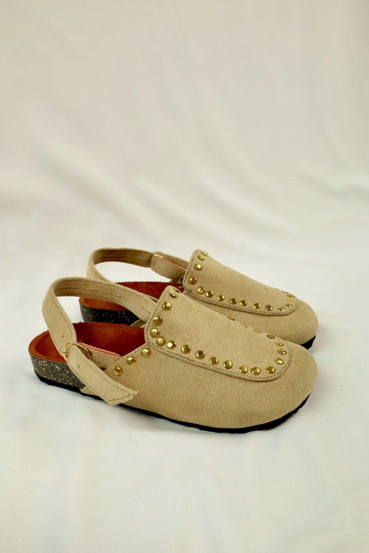 Solène Strap Clog – Beige Suede