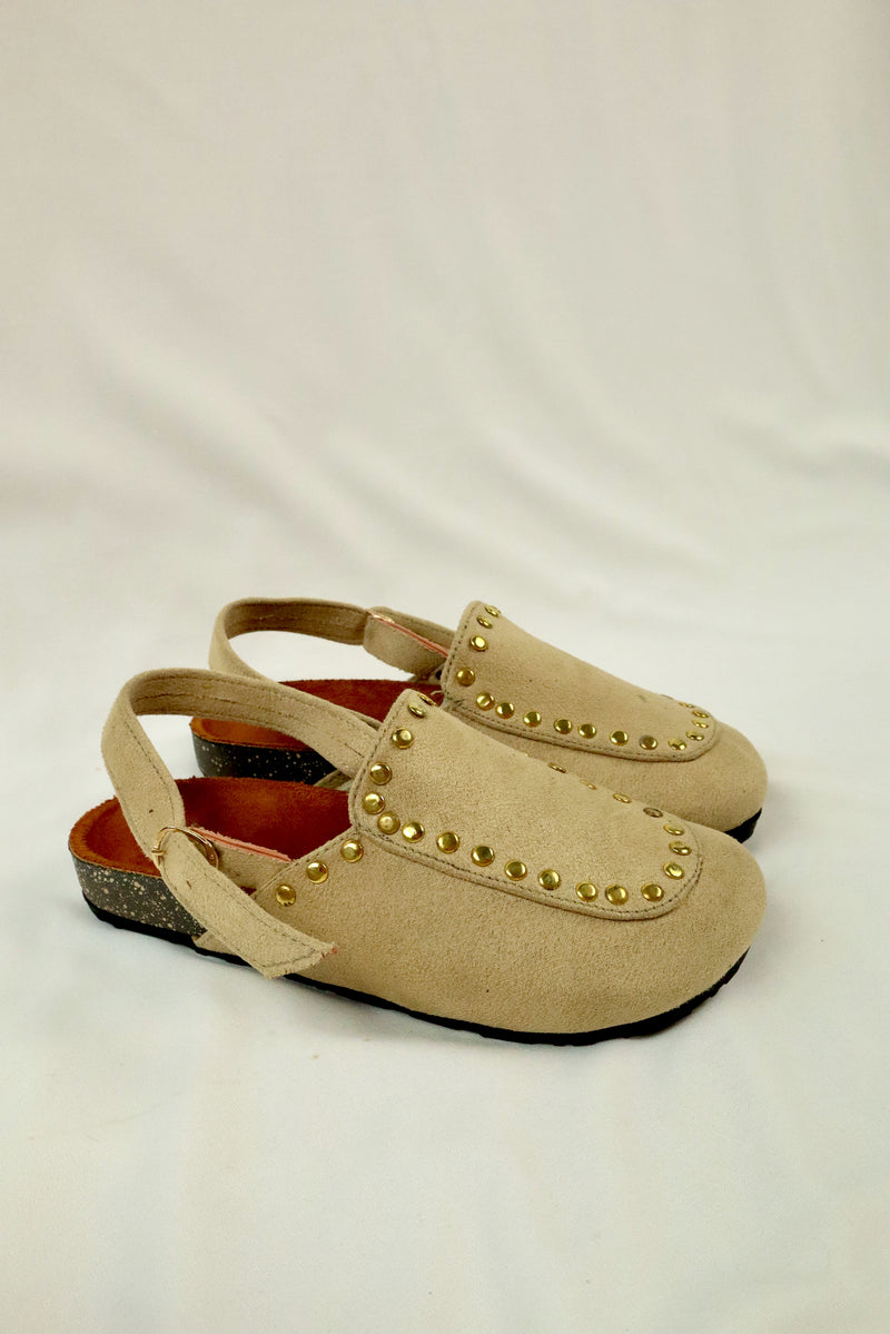 Solène Strap Clog – Beige Suede