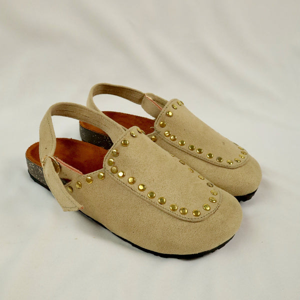 Solène Strap Clog – Beige Suede