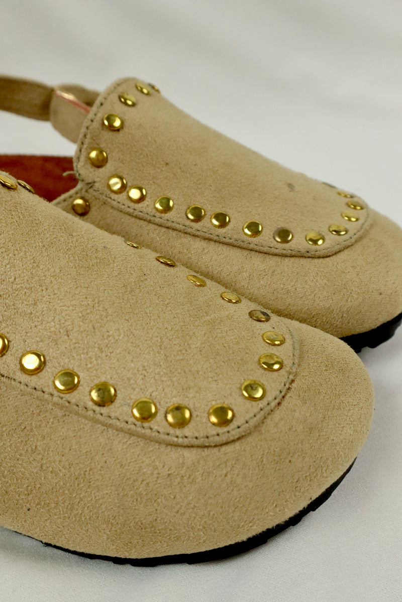 Solène Strap Clog – Beige Suede