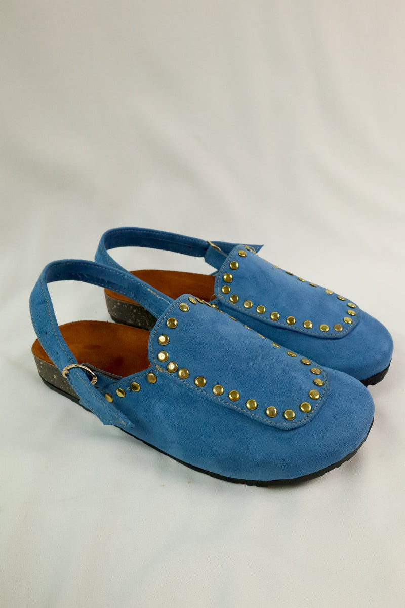 Solène Strap Clog – Baby Blue Suede