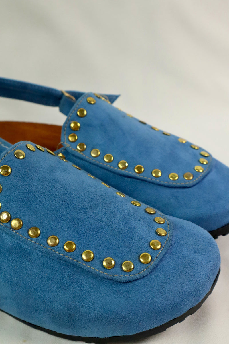 Solène Strap Clog – Baby Blue Suede