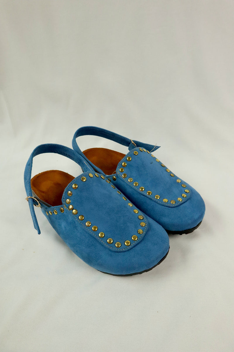 Solène Strap Clog – Baby Blue Suede