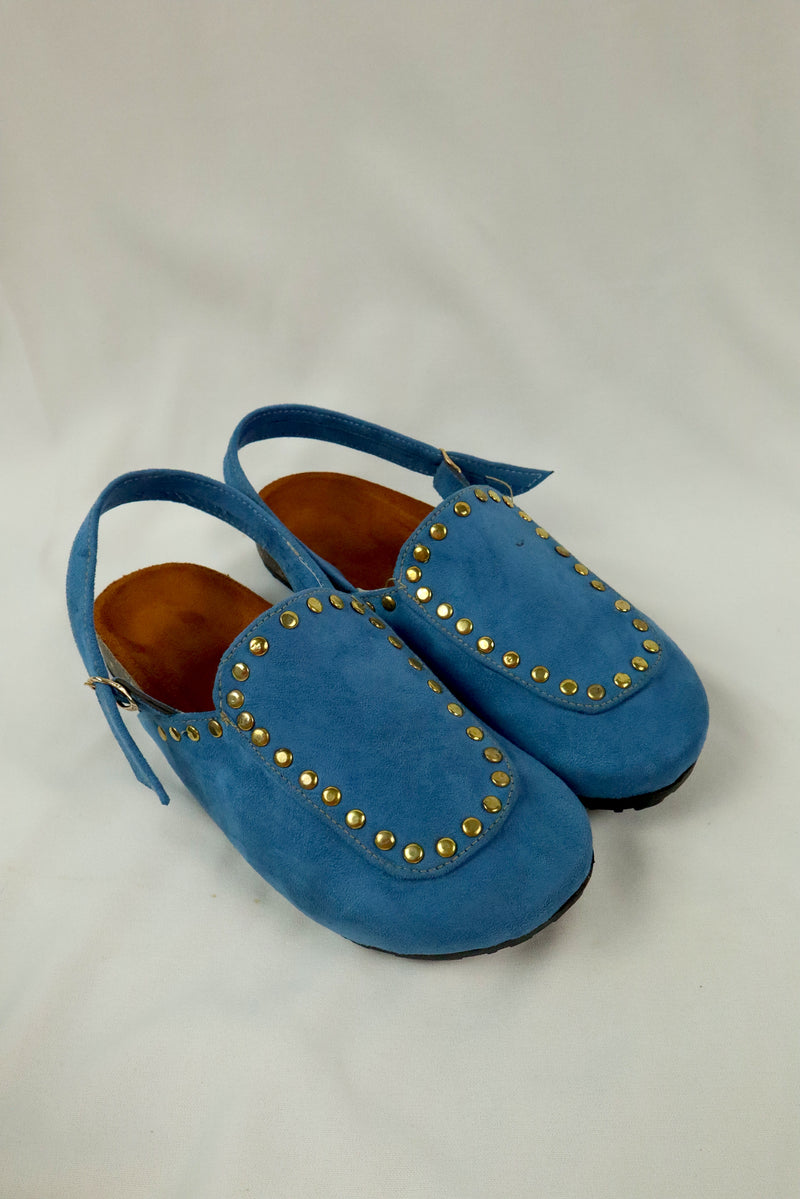 Solène Strap Clog – Baby Blue Suede