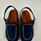Solène Strap Clog – Navy Blue Suede