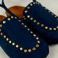 Solène Strap Clog – Navy Blue Suede
