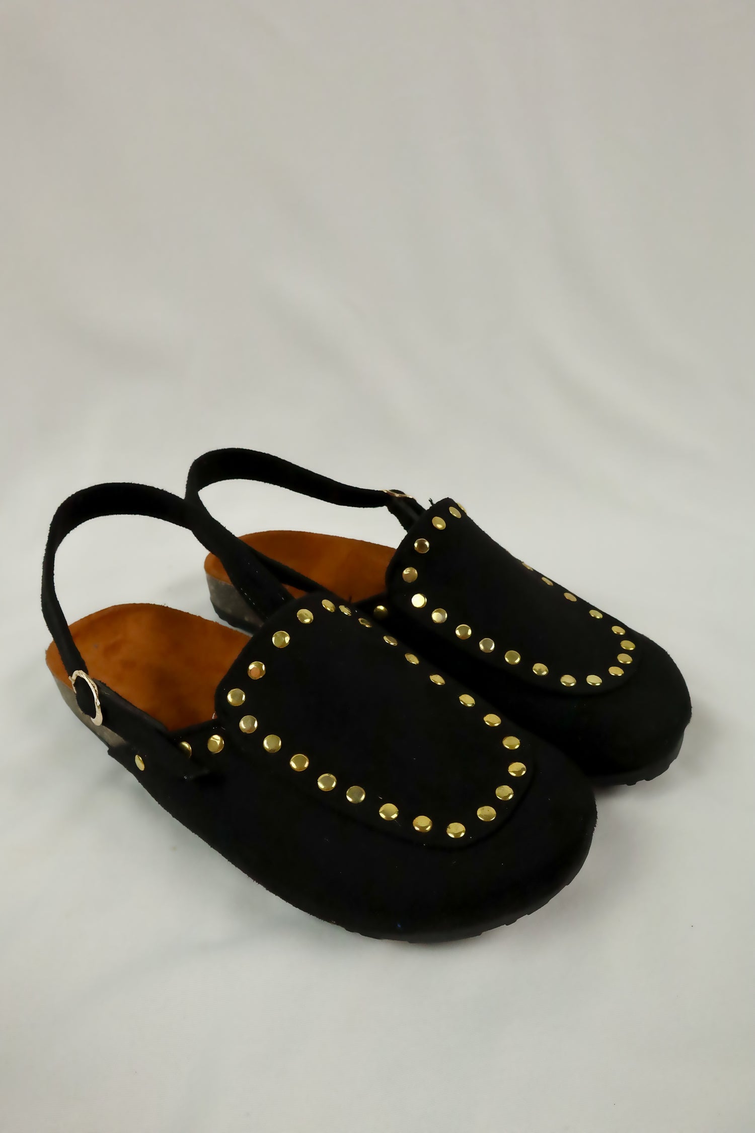 Solène Strap Clog – Black Suede