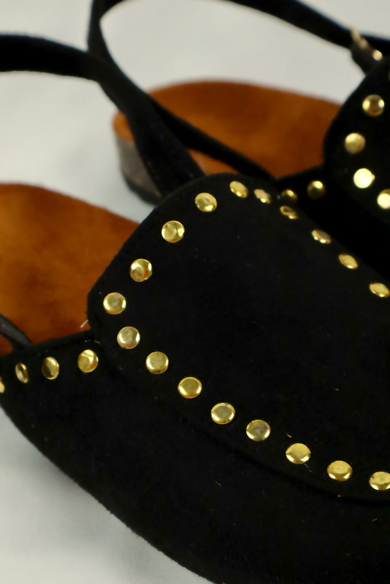 Solène Strap Clog – Black Suede