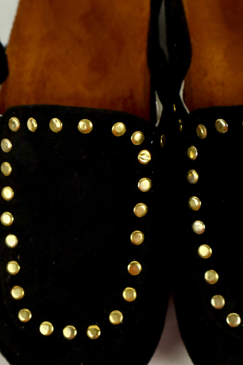 Solène Strap Clog – Black Suede