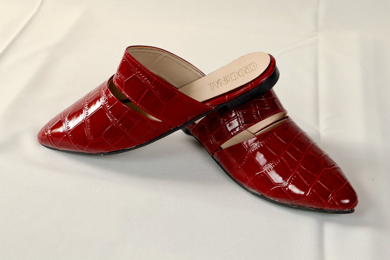 Red mule - Elegant gleam ribbon touch