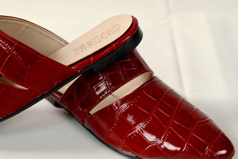 Red mule - Elegant gleam ribbon touch